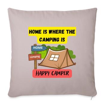 Happy camper t shirt, house is where the camping is - Sofa pillowcase 17,3'' x 17,3'' (45 x 45 cm) - light taupe - Front