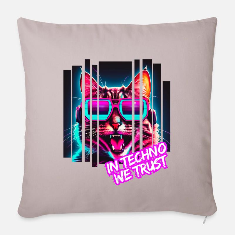 In Techno we trust - Sofakissenbezug 45 x 45 cm - helles Taupe