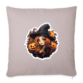 Sorcière d’Halloween - Housse de coussin décorative 45 x 45 cm - taupe clair - Devant