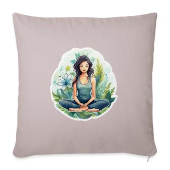 Young woman meditating - Sofa pillowcase 17,3'' x 17,3'' (45 x 45 cm) - light taupe - Front