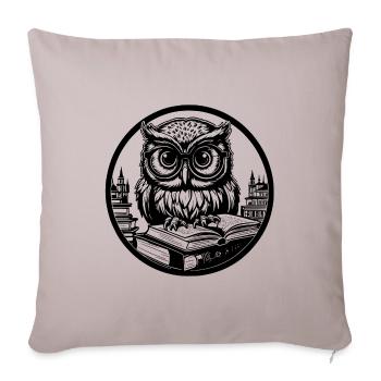 Little funny owl with glasses sitting on book - Sofa pillowcase 17,3'' x 17,3'' (45 x 45 cm) - light taupe - Front
