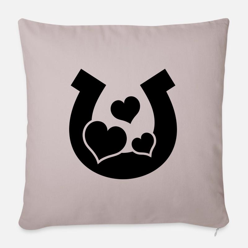 Coeurs en fer à cheval - Housse de coussin décorative 45 x 45 cm - taupe clair