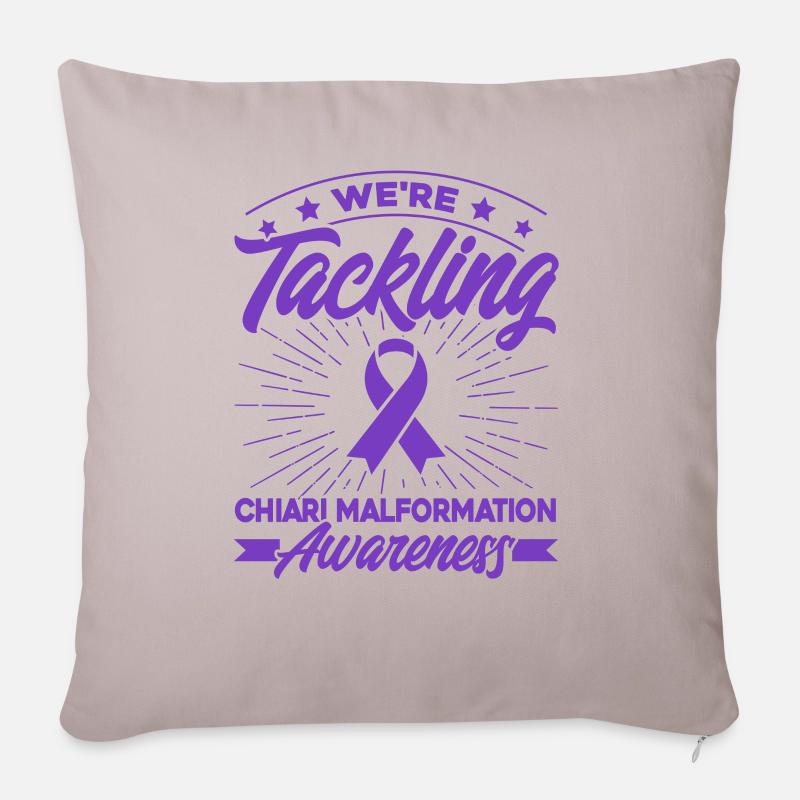 Purple Bow Chiari Malformation Support Ch - Housse de coussin décorative 45 x 45 cm - taupe clair