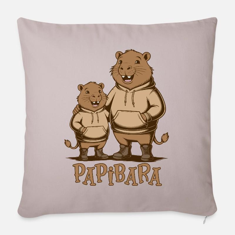 Papibara Papi Capybara Vater Lustig Papa Vatertag - Sofakissenbezug 45 x 45 cm - helles Taupe