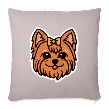 Kawaii Yorkshire Terrier Amoureux des chiens Yorkie - Housse de coussin décorative 45 x 45 cm - taupe clair - Devant