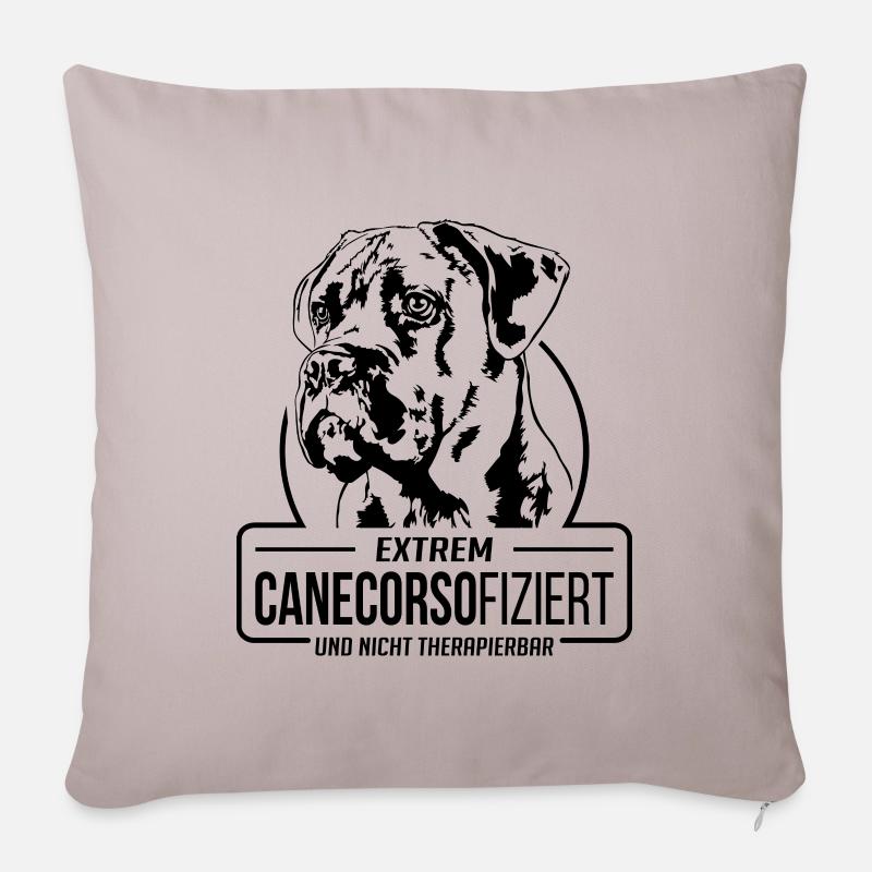CANECORSOFIZIERT Cane Corso Hunde Spruch Wilsigns - Sofakissenbezug 45 x 45 cm - helles Taupe