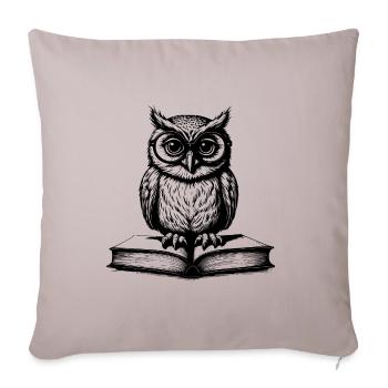 Little funny owl with glasses sitting on book - Sofa pillowcase 17,3'' x 17,3'' (45 x 45 cm) - light taupe - Front