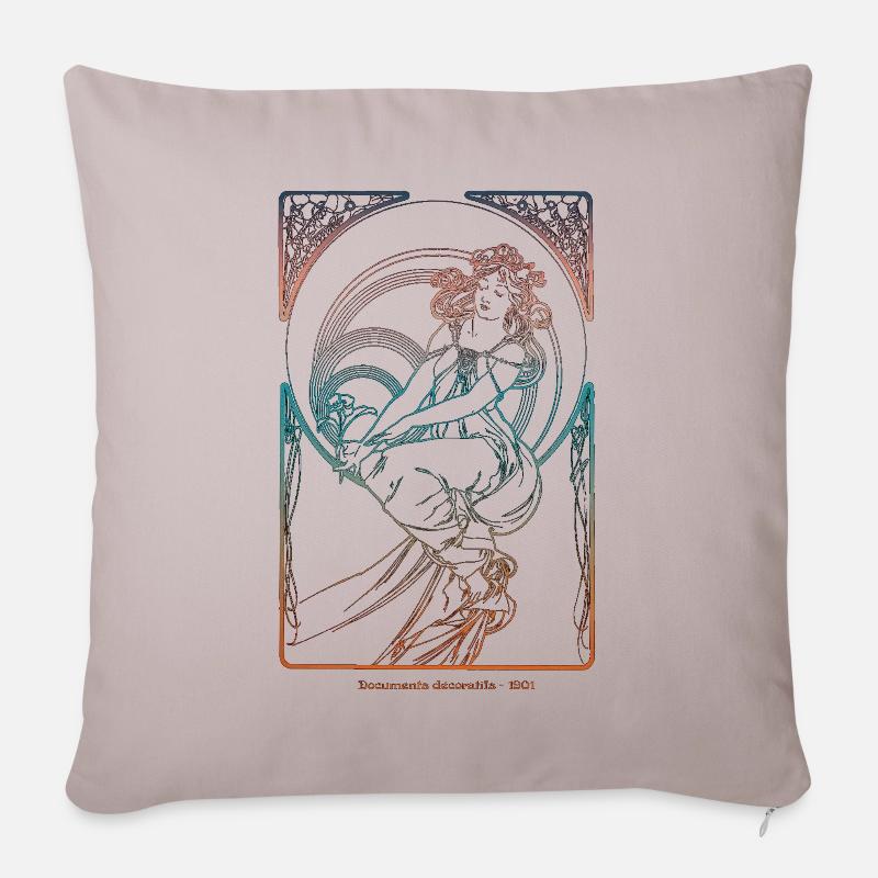 Alfons Mucha - Sofakissenbezug 45 x 45 cm - helles Taupe