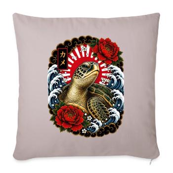 Schildkröte im japanischen Irezumi Stil - Sofakissenbezug 45 x 45 cm - helles Taupe - Vorne
