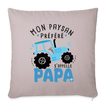papa paysan papa père et fils agriculteur - Housse de coussin décorative 45 x 45 cm - taupe clair - Devant