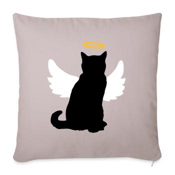 Chat d'ange avec des ailes et un halo! - Housse de coussin décorative 45 x 45 cm - taupe clair - Devant
