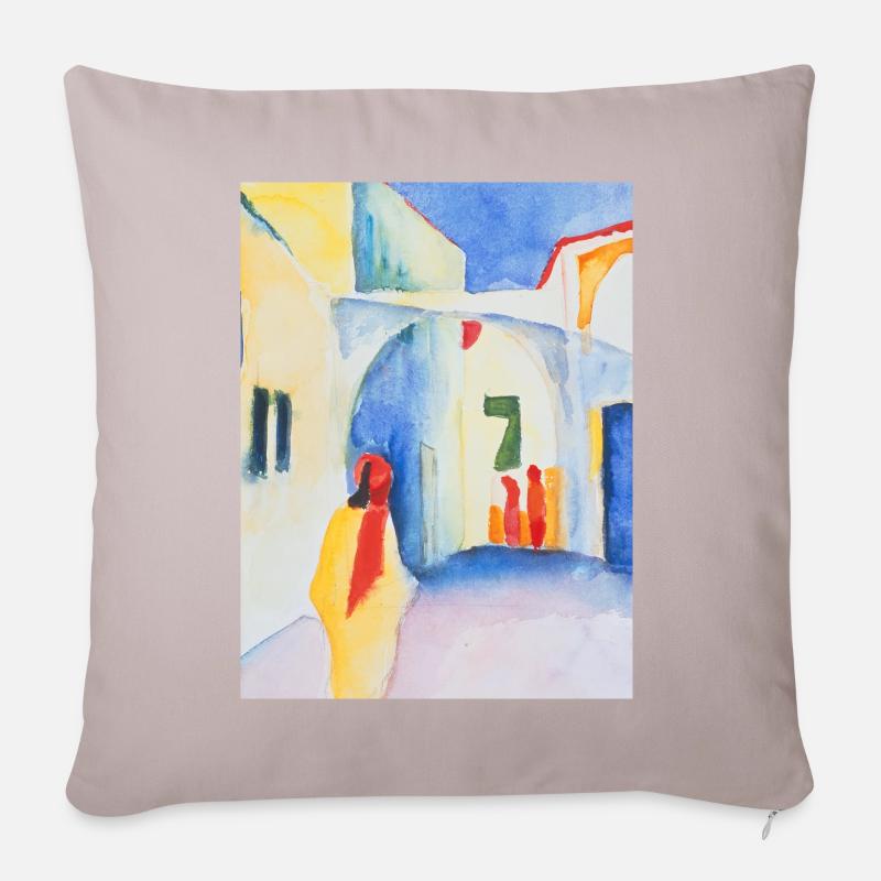 August Macke - Vue dans une ruelle. 1914e - Housse de coussin décorative 45 x 45 cm - taupe clair