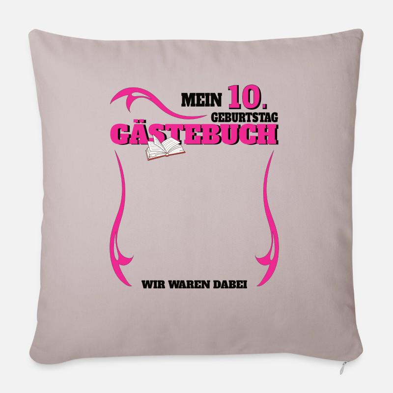 10. Geburtstag Mädchen & Junge Gästebuch - Sofakissenbezug 45 x 45 cm - helles Taupe