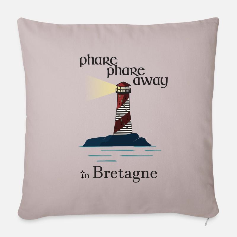 phare phare away in bretagne - Housse de coussin décorative 45 x 45 cm - taupe clair