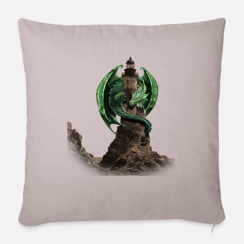 dragon lighthouse by customstyle - Housse de coussin décorative 45 x 45 cm - taupe clair
