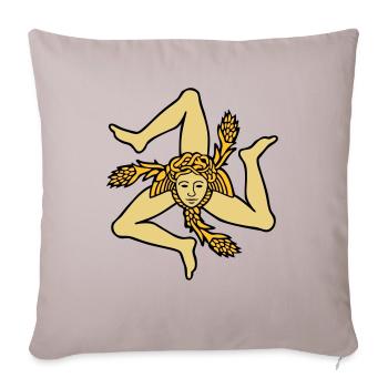 Sizilien Trinacria sizilianische Flagge Sicilia - Sofakissenbezug 45 x 45 cm - helles Taupe - Vorne