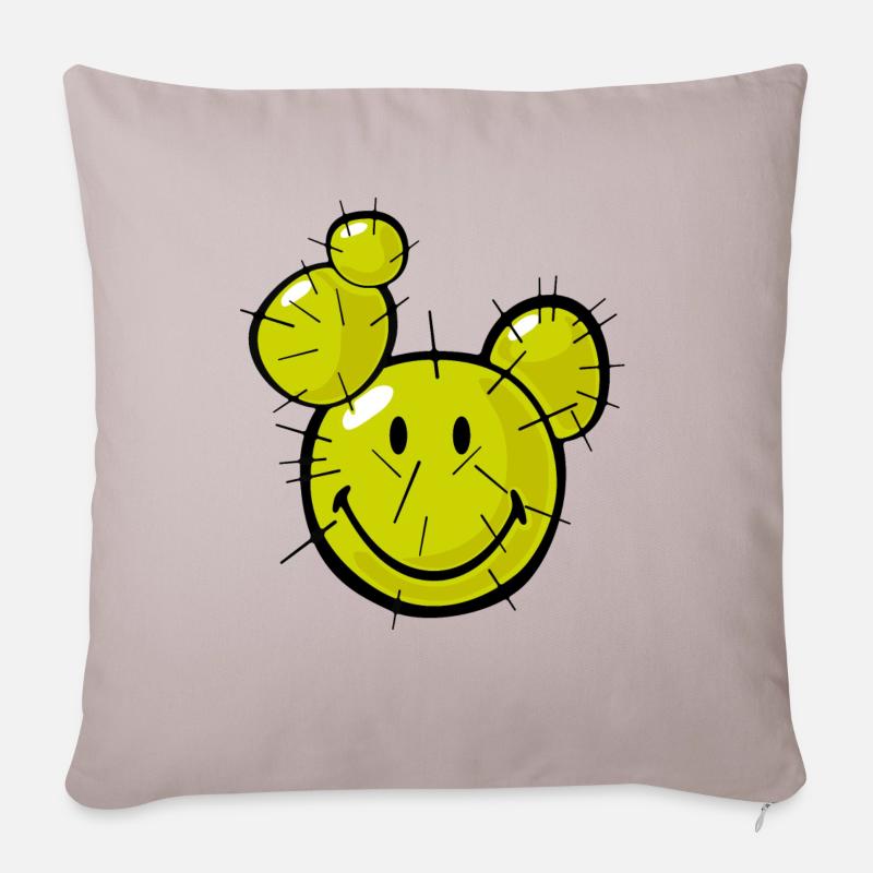Smiley Cactus - Housse de coussin décorative 45 x 45 cm - taupe clair