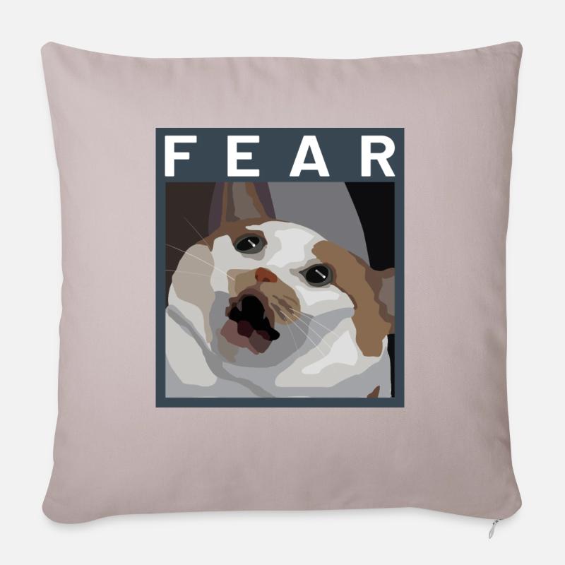 Chat effrayé Meme Illustration - Housse de coussin décorative 45 x 45 cm - taupe clair