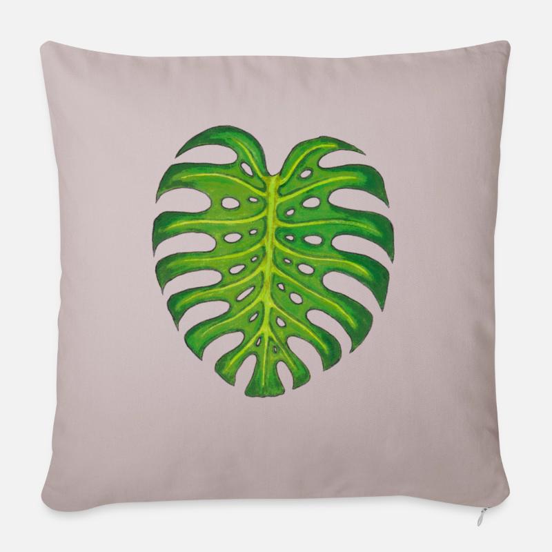 Monstera / Blatt - Sofakissenbezug 45 x 45 cm - helles Taupe