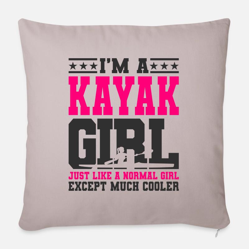 Fille de kayak - Housse de coussin décorative 45 x 45 cm - taupe clair