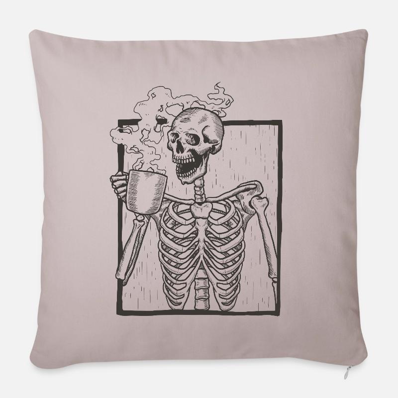 Skelett Portrait Kaffee Geschenk - Sofakissenbezug 45 x 45 cm - helles Taupe