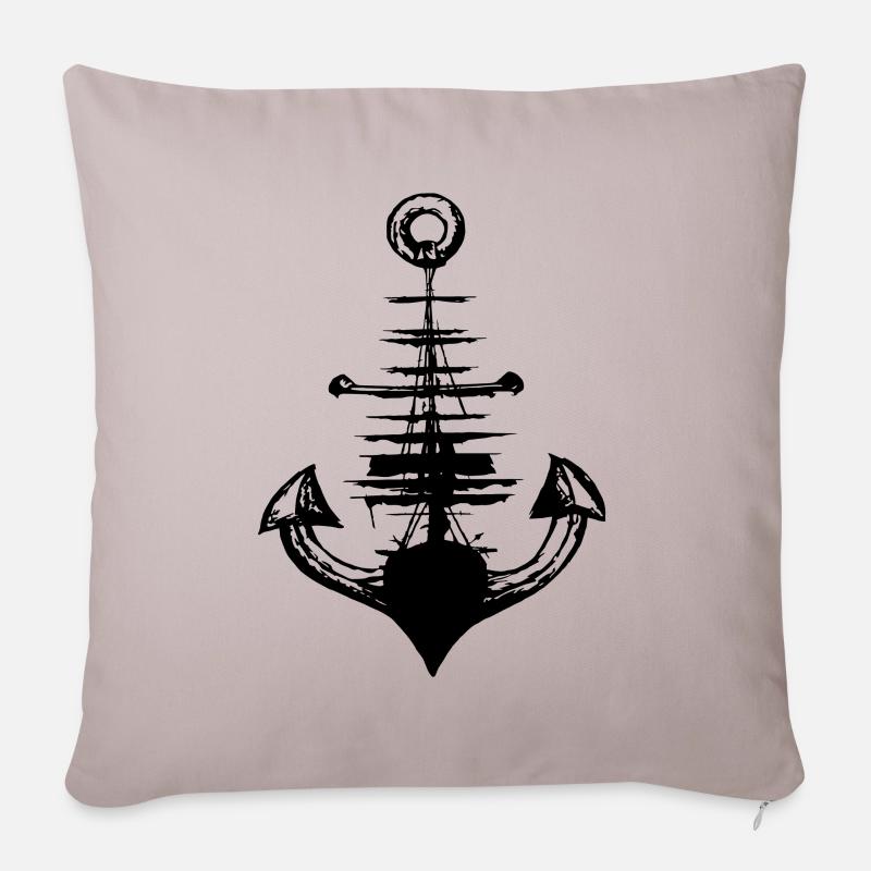 Anker, Anchor, Weltenbummler Bstyled Freizeitmode - Sofakissenbezug 45 x 45 cm - helles Taupe