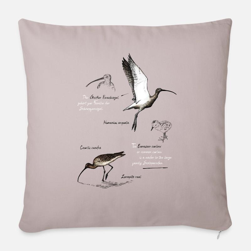 Brachvogel Zeichnung 1 - Sofakissenbezug 45 x 45 cm - helles Taupe