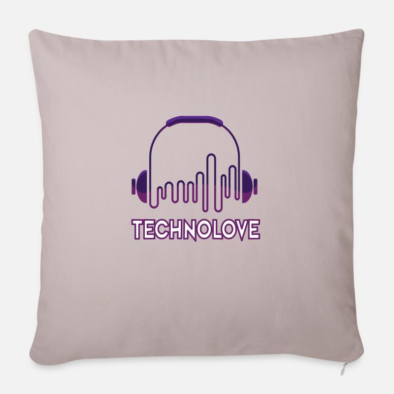 techno love 3 - Sofakissenbezug 45 x 45 cm - helles Taupe