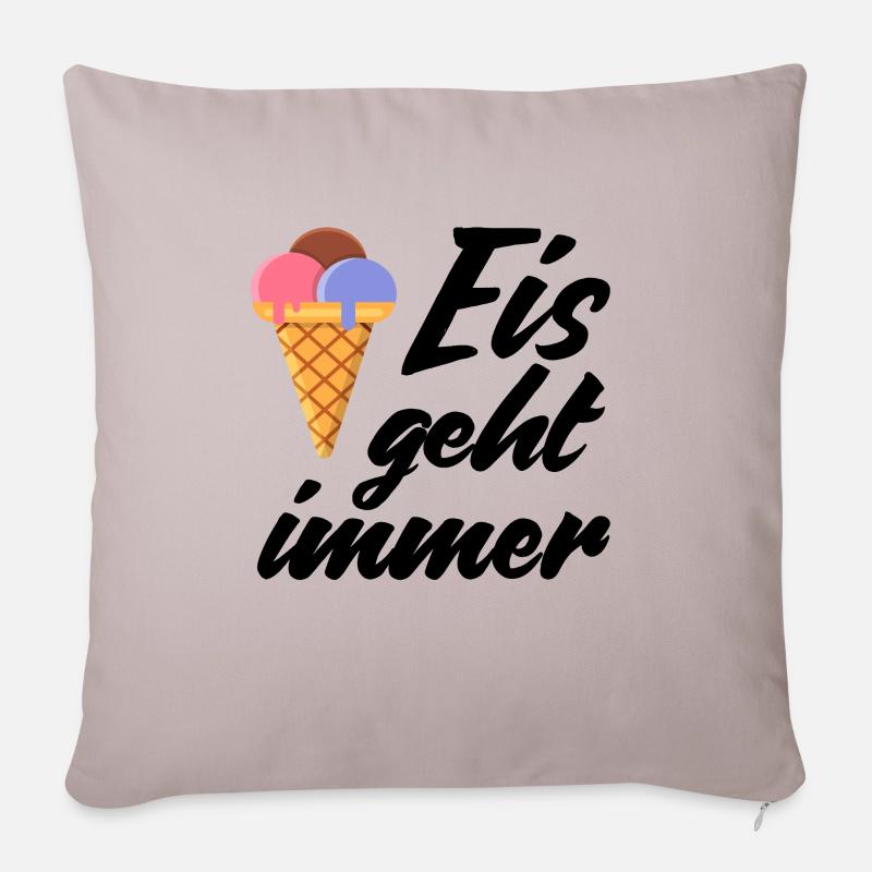 Eis geht immer Eiscreme lustig Spruch Sommer Ice - Sofakissenbezug 45 x 45 cm - helles Taupe