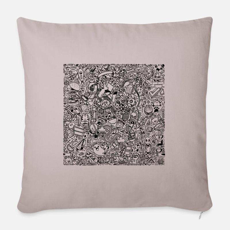 Doodle-Spiele - Sofakissenbezug 45 x 45 cm - helles Taupe
