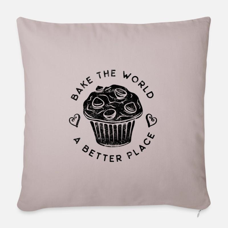 Muffin Spruch Lustig Essen - Sofakissenbezug 45 x 45 cm - helles Taupe