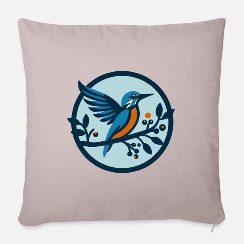 Eisvogel Vogel Alcedo Atthis - Sofakissenbezug 45 x 45 cm - helles Taupe