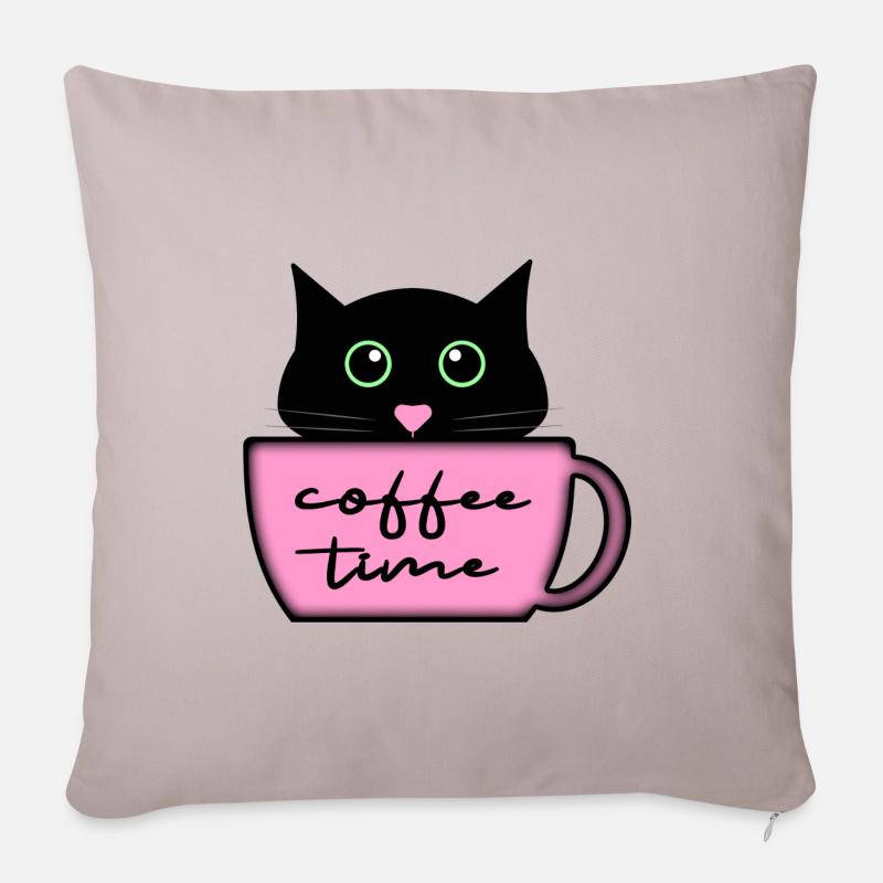 chat café café - Housse de coussin décorative 45 x 45 cm - taupe clair