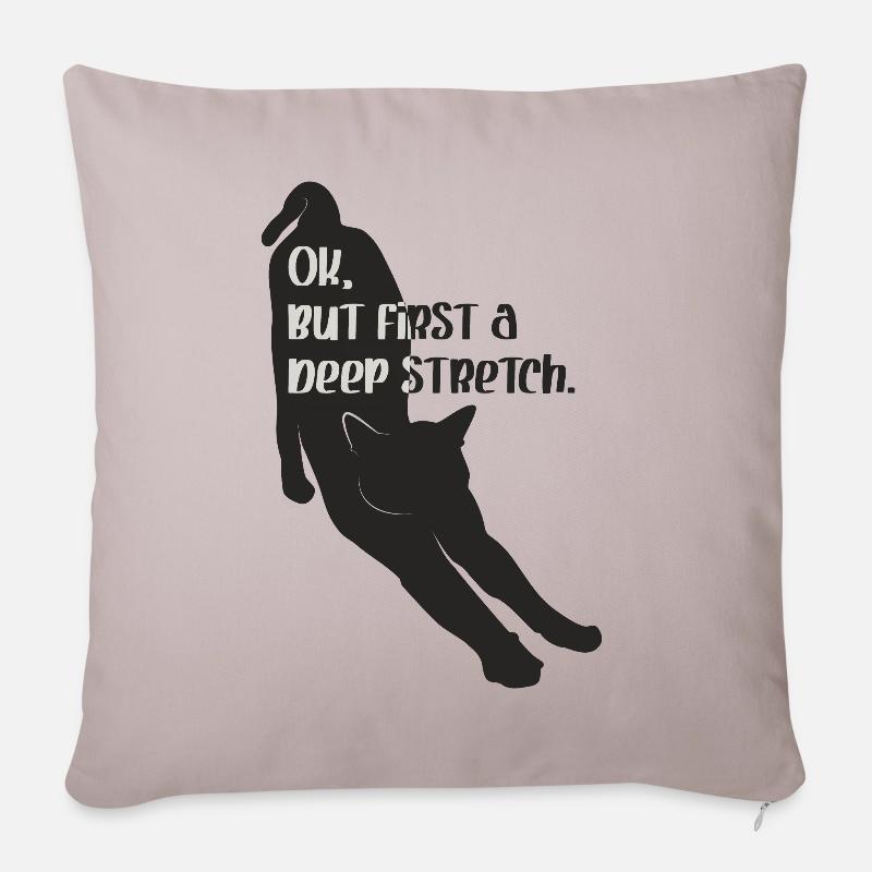 Cat Yoga "deep stretch" - Sofa pillowcase 17,3'' x 17,3'' (45 x 45 cm) - light taupe