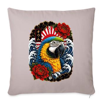 Ara Papagei im japanischen Irezumi Tattoo Stil - Sofakissenbezug 45 x 45 cm - helles Taupe - Vorne