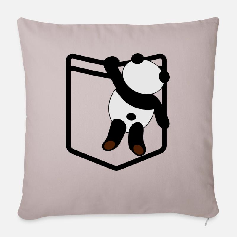 Hemdtasche Panda Pocket Panda - Sofakissenbezug 45 x 45 cm - helles Taupe