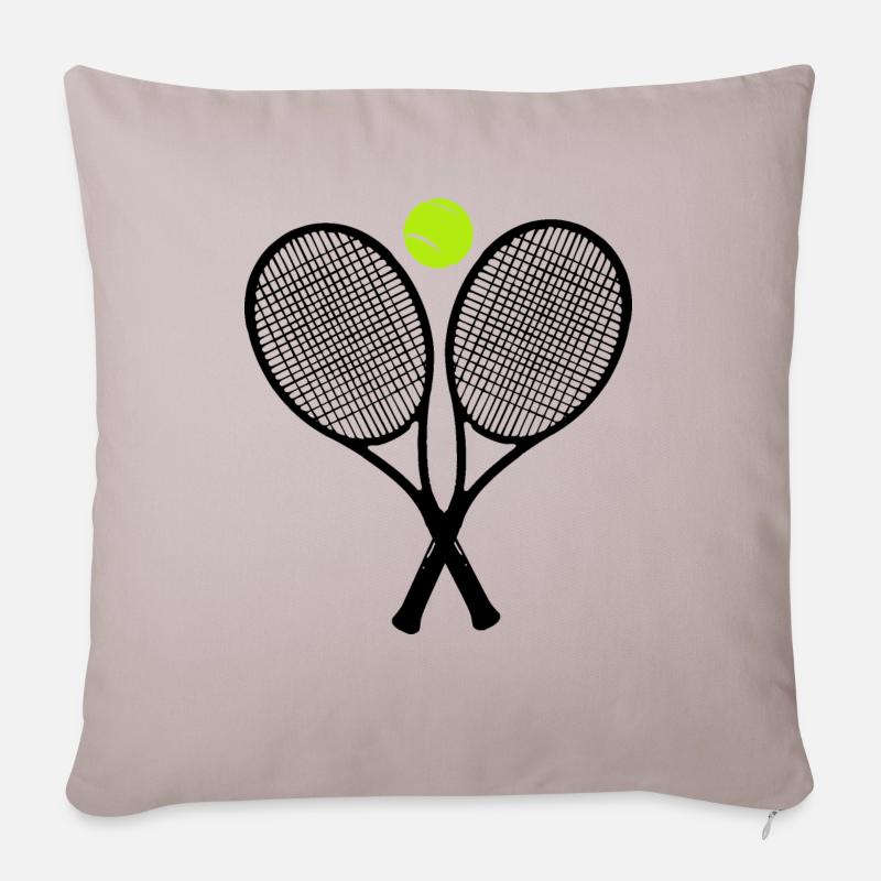 Tennisschläger - Sofakissenbezug 45 x 45 cm - helles Taupe