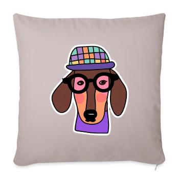 Pastel Dachshund Hundeliebhaber Teckel - Sofakissenbezug 45 x 45 cm - helles Taupe - Vorne