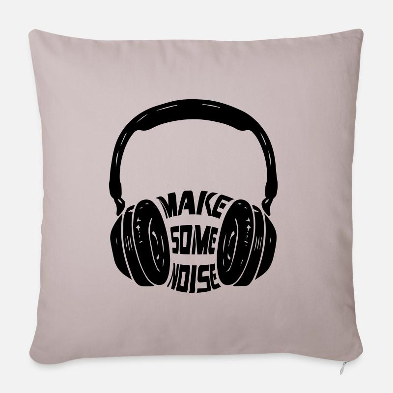 Make Some Noise Mit Kopfhörer | Farbe änderbar - Sofakissenbezug 45 x 45 cm - helles Taupe