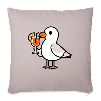Mer du Nord Mouette Apéritif Aperoli Spritz Campari Boisson - Housse de coussin décorative 45 x 45 cm - taupe clair - Devant