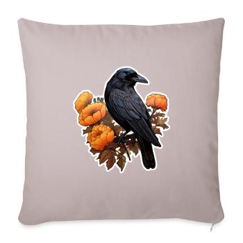 Crow on Flower Bush Halloween Autumn - Sofa pillowcase 17,3'' x 17,3'' (45 x 45 cm) - light taupe - Front