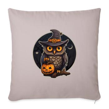 Halloween Eule - Sofakissenbezug 45 x 45 cm - helles Taupe - Vorne