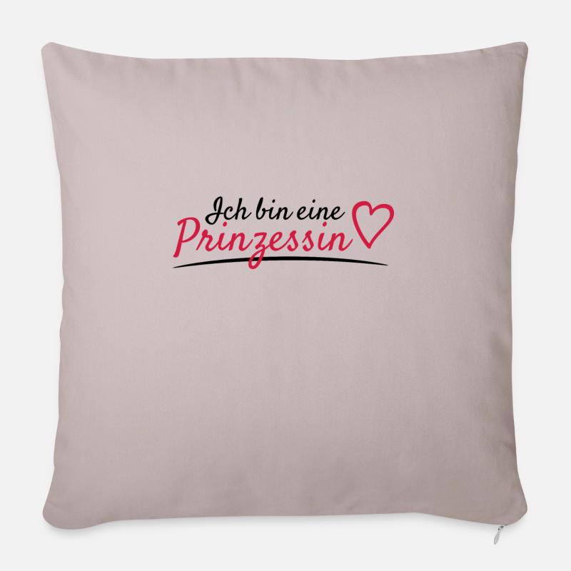 Ich bin eine Prinzessin Spruch - Sofakissenbezug 45 x 45 cm - helles Taupe
