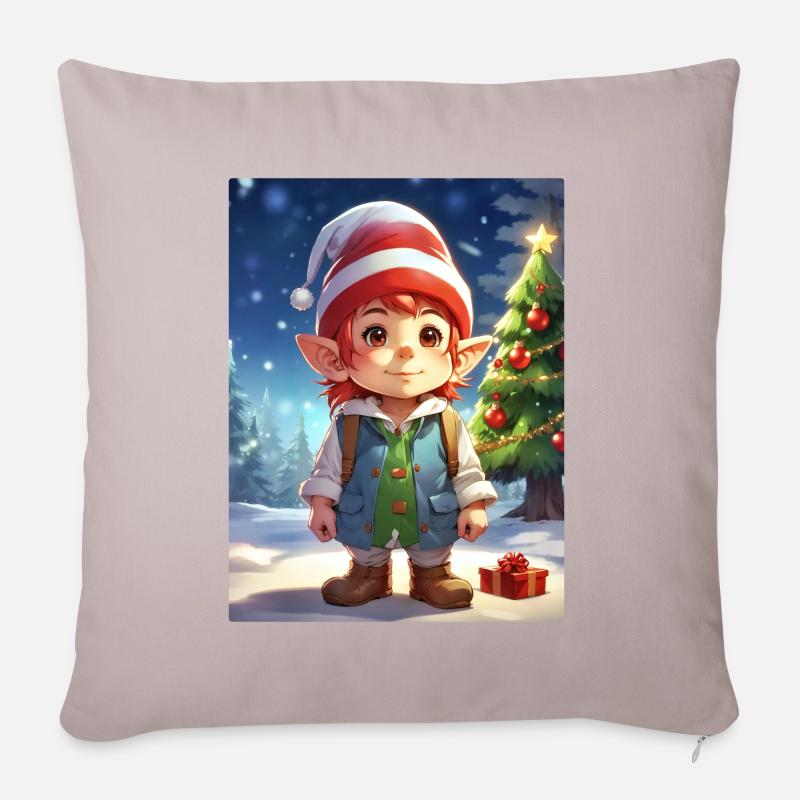 Modèle vierge de Gnome de Noël 1.1 - Housse de coussin décorative 45 x 45 cm - taupe clair