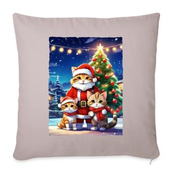 Christmas Cats Family 1.5 - Sofa pillowcase 17,3'' x 17,3'' (45 x 45 cm) - light taupe - Front