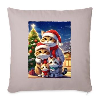 Christmas Cats Family 1.11 - Sofa pillowcase 17,3'' x 17,3'' (45 x 45 cm) - light taupe - Front