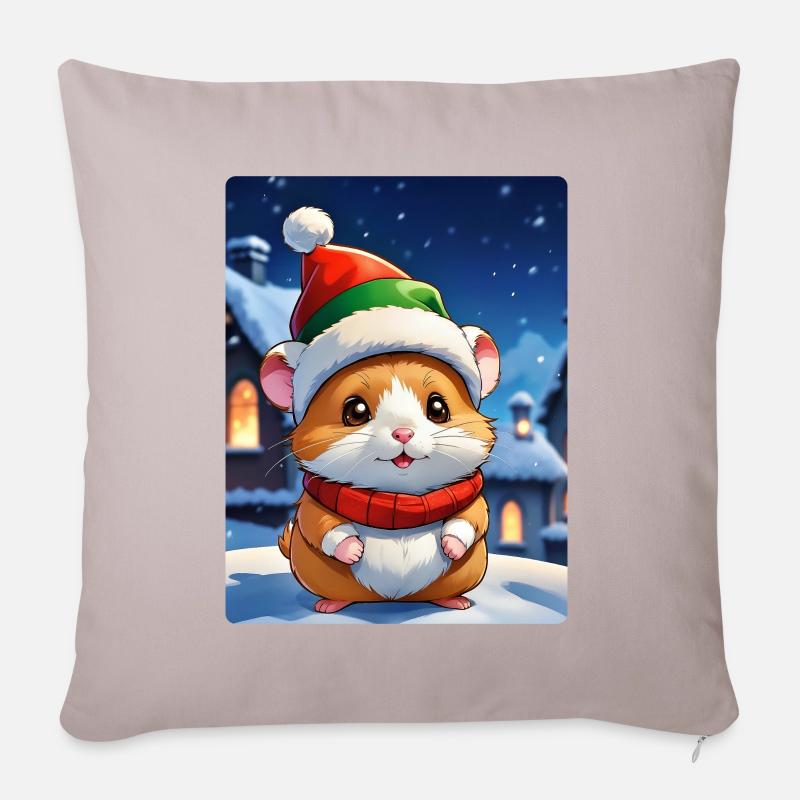 Anime Winterlandschaft Hamster 1.1 - Sofakissenbezug 45 x 45 cm - helles Taupe