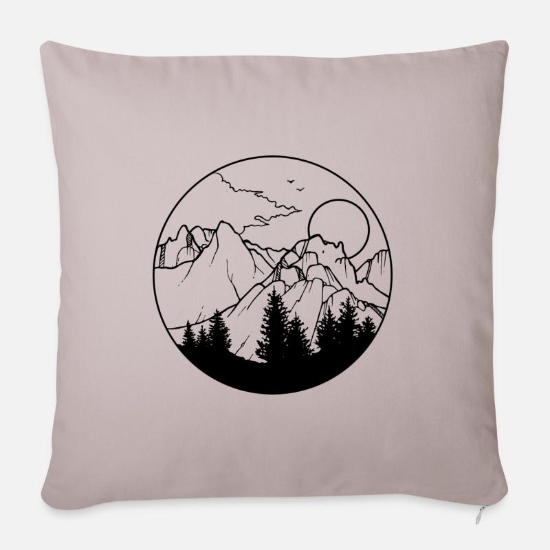 BERGPANORAMA BLACK - Sofakissenbezug 45 x 45 cm - helles Taupe