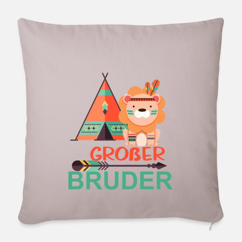 großer Bruder Löwe - Sofakissenbezug 45 x 45 cm - helles Taupe