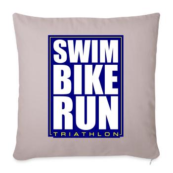 Triathlon Natation Course Cyclisme - Housse de coussin décorative 45 x 45 cm - taupe clair - Devant